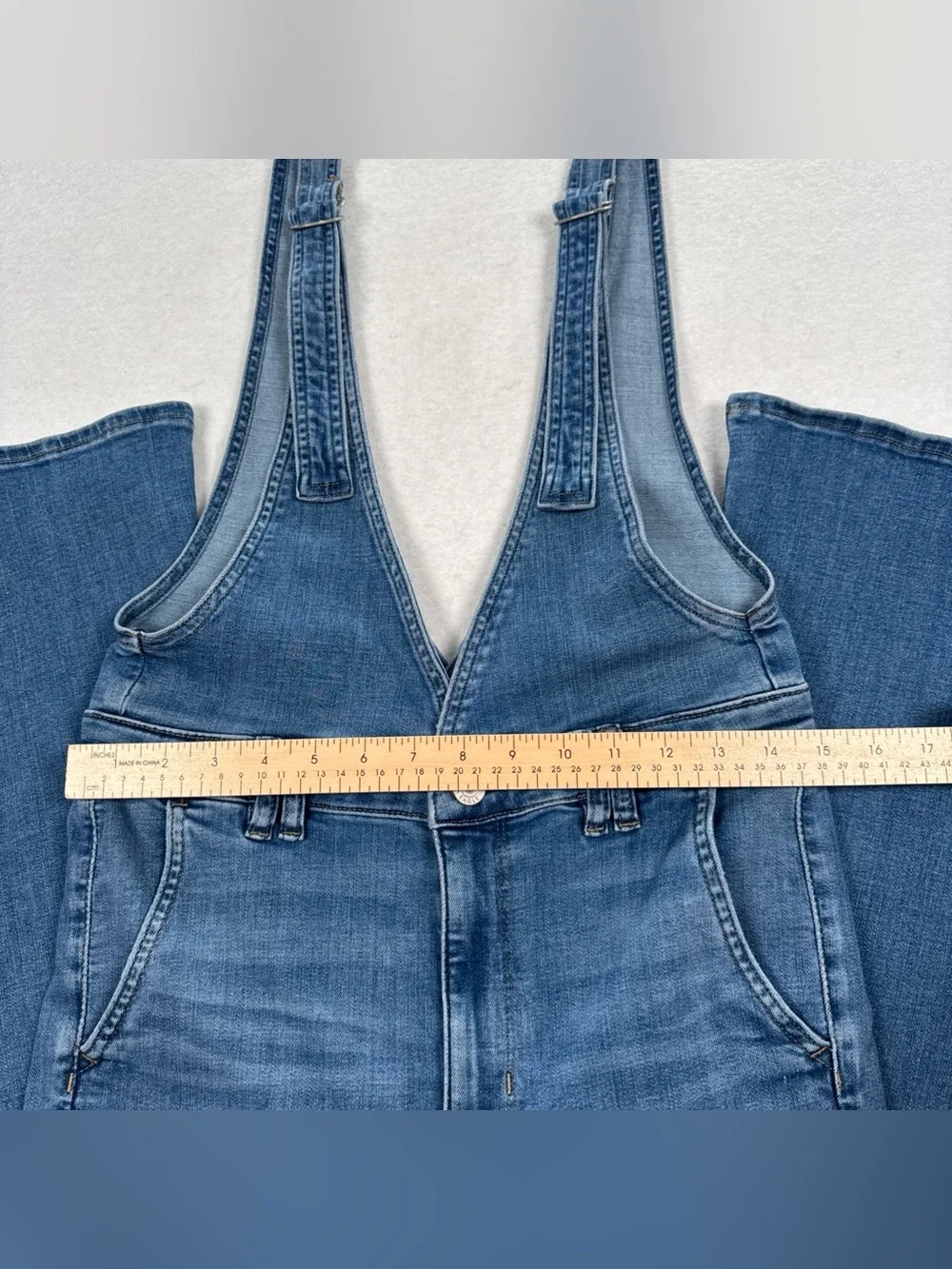 American Eagle Flare Overalls Jean Denim Women’s 10 Short Front Zip Stretch Adj